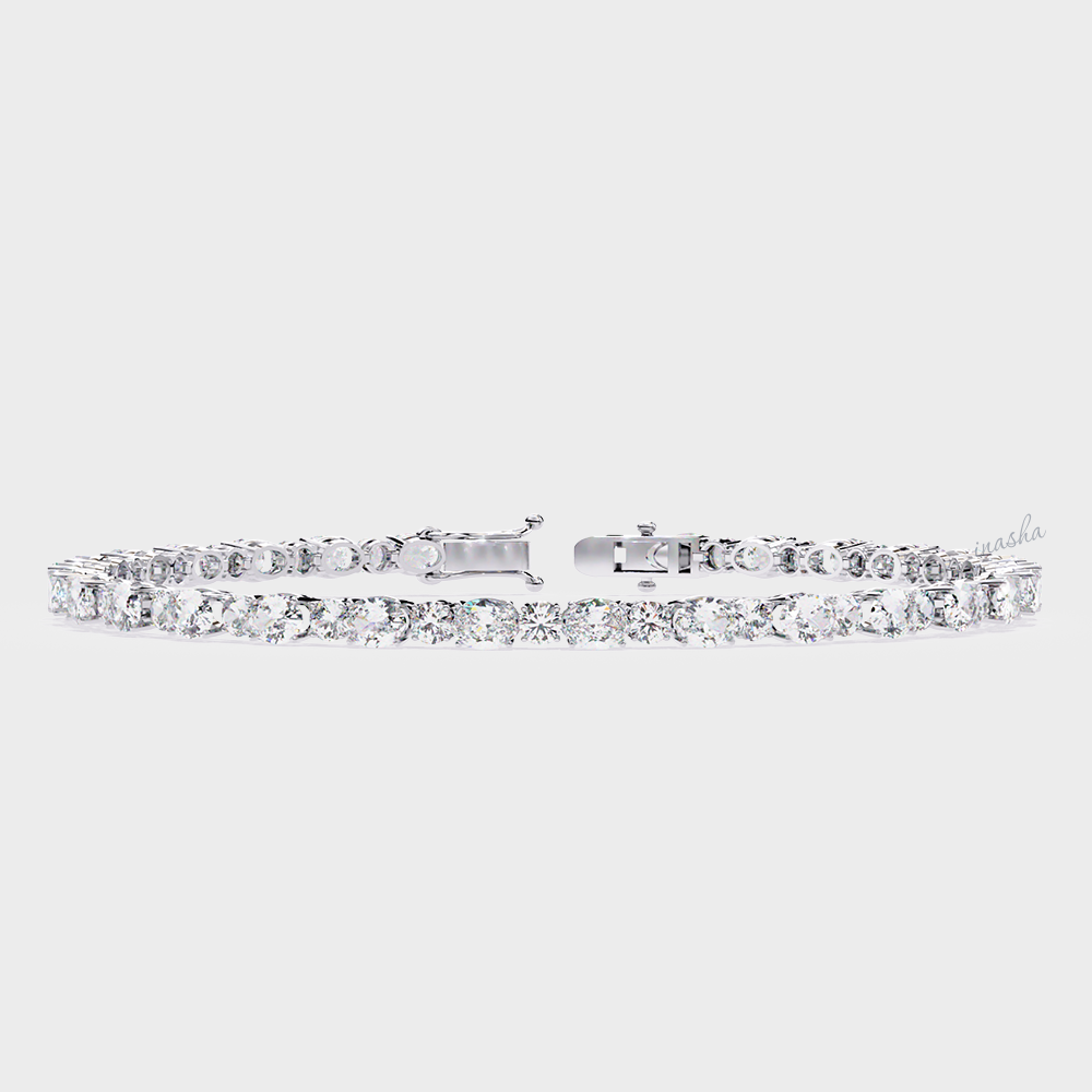 Oval round cut lab grown diamond tennis bracelet in 950 platinum fine jewelry